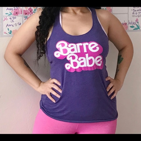 Barre Babe 80s style purple pink tank top size small barbiecore barbie cute - Picture 3 of 4